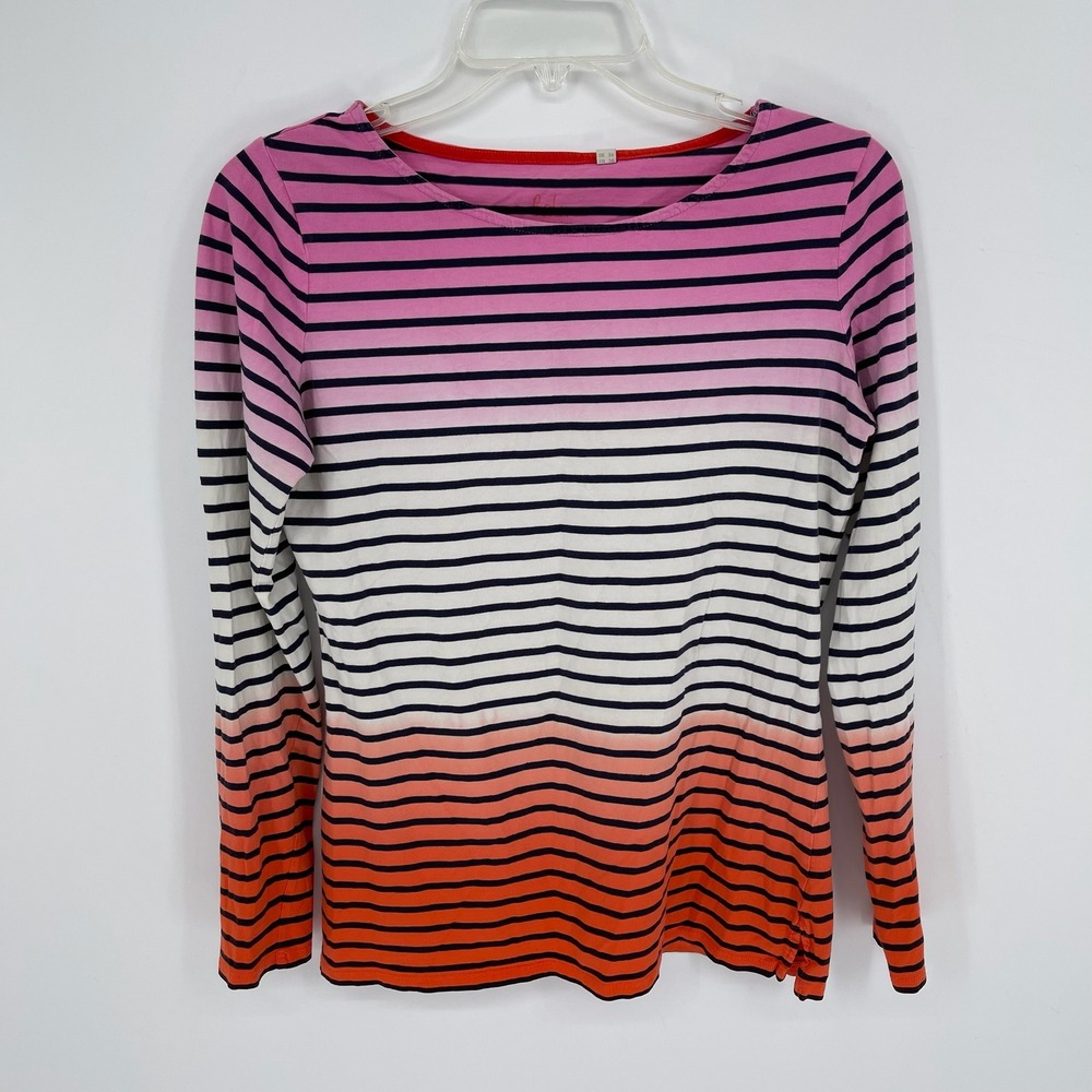 Boden Women's Multicolor Ombre Striped Long Sleeve Boat Neck Top Size 6